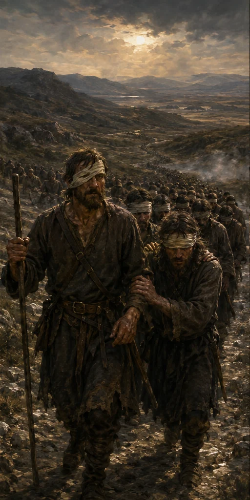 El ejército ciego editorial visual: Characters facing the central conflict