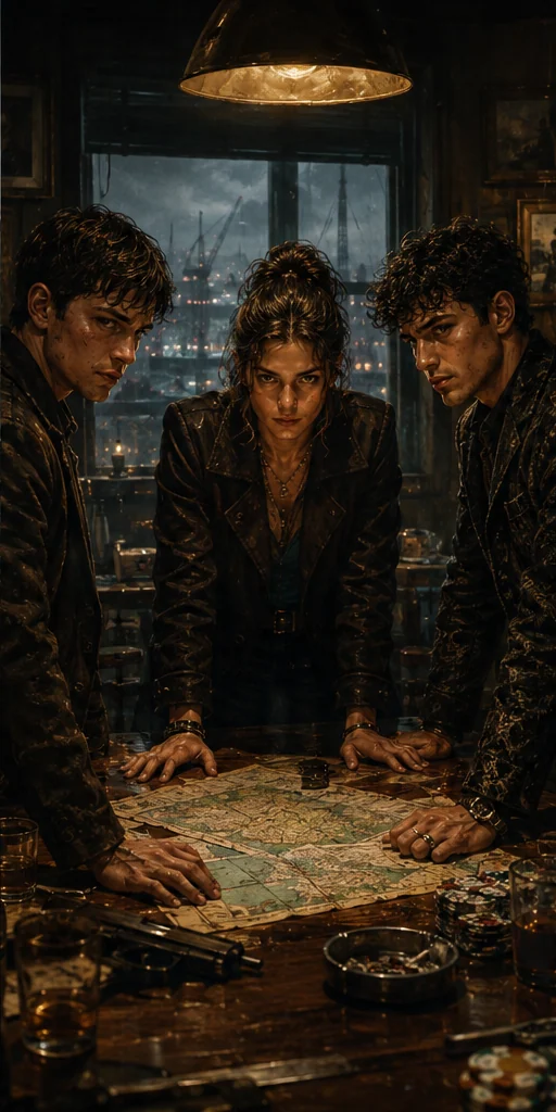 Los Huérfanos editorial visual: Characters facing the central conflict