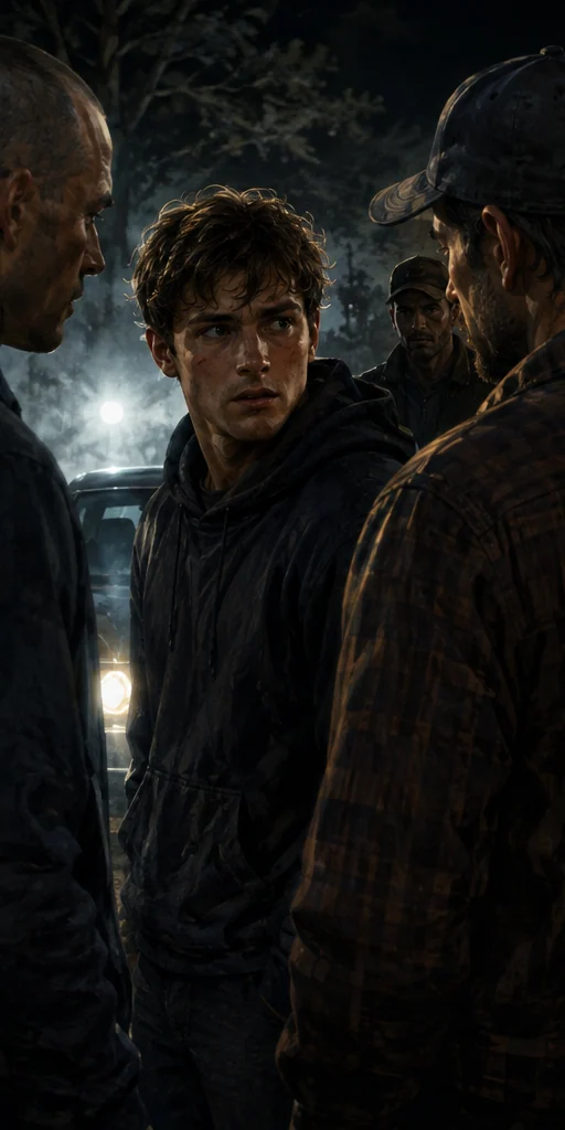 The Country Road Murders editorial visual: Characters facing the central conflict