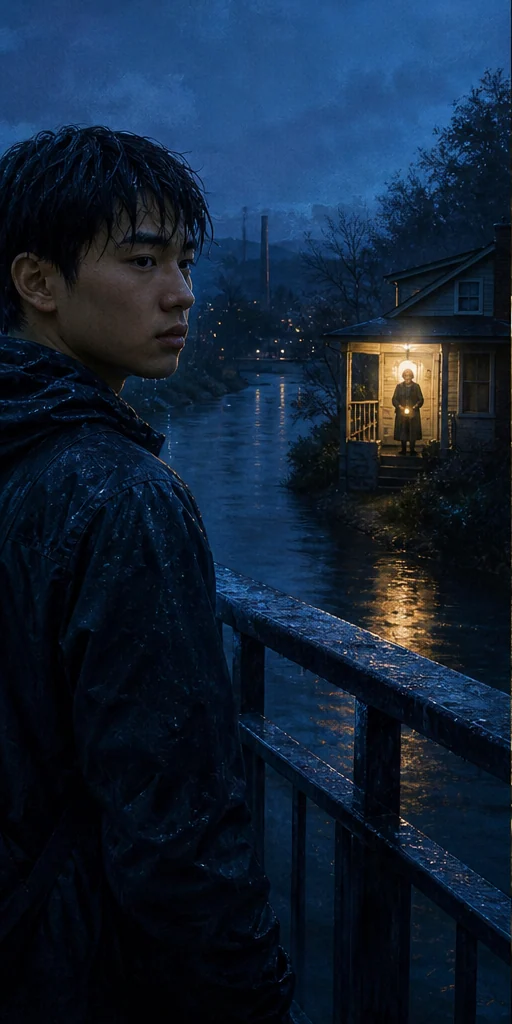 The Emperor of Gladness editorial scene: A rain-soaked bridge above the Connecticut River