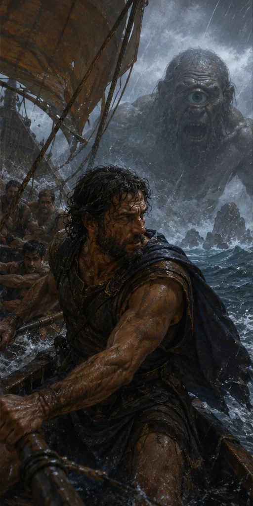 The Odyssey editorial visual: Characters facing the central conflict